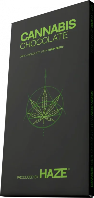 HaZe Cannabis Chocolat Noir aux graines de chanvre - Carton (15 barres)