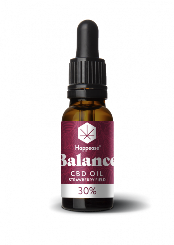 Aceite de CBD Happease Balance Campo de Fresa, 30% CBD, 3000 mg, 10 ml