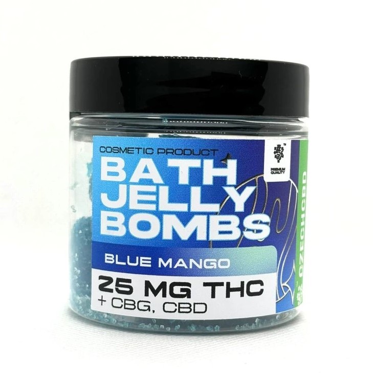 Czech CBD BOMBES DE GELÉE DE BAIN AU THC Mangue Bleue, 15 pièces x 25 mg, 375 mg de THC, 150 g