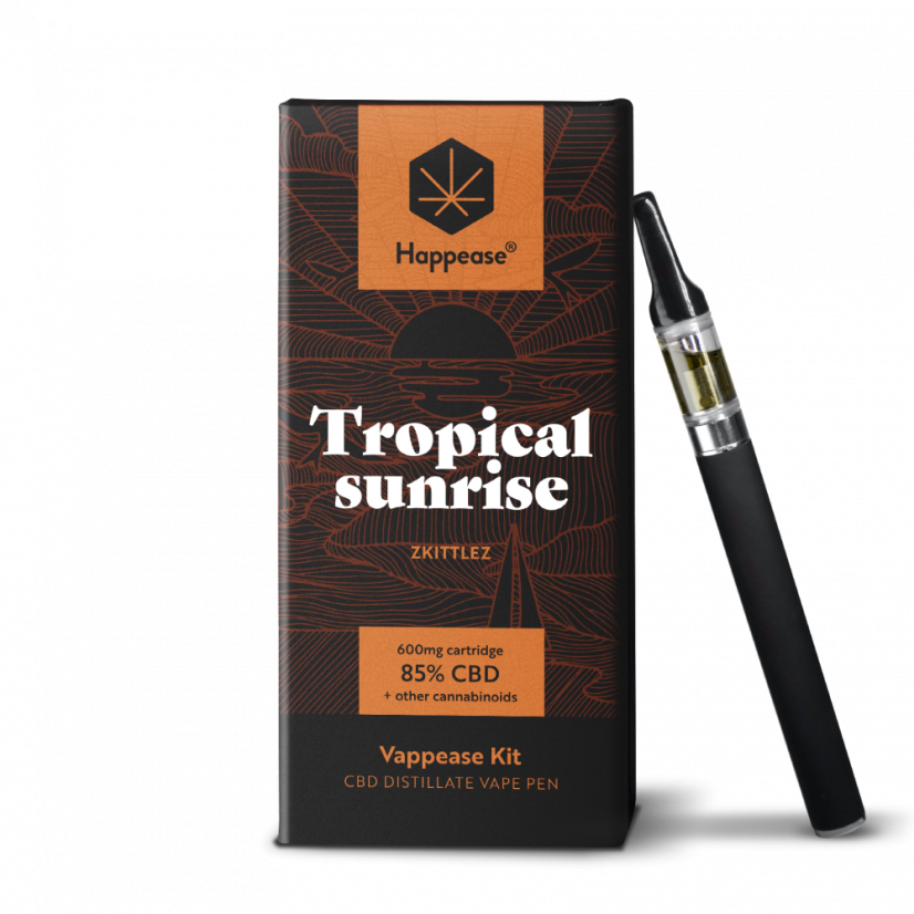 Happease Clasic Răsărit tropical - Kit de vaping, 85% CBD, 600 mg, 0,5 ml