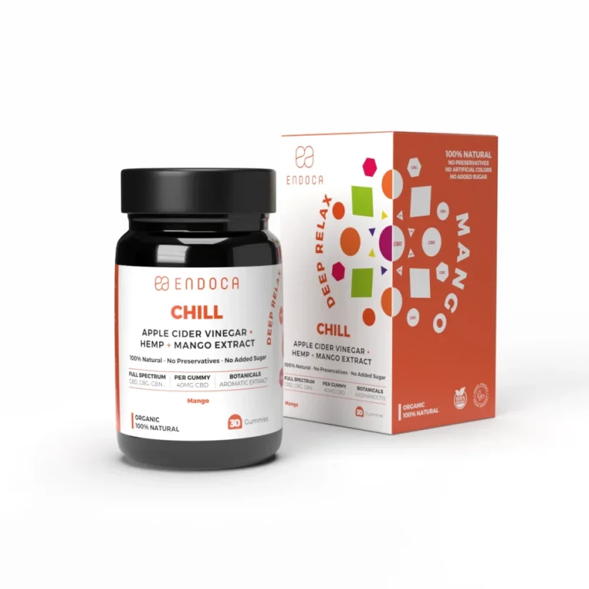 Endoca CBD Gommes « Chill », 40 mg de CBD, saveur mangue, 30 pièces, 60 g