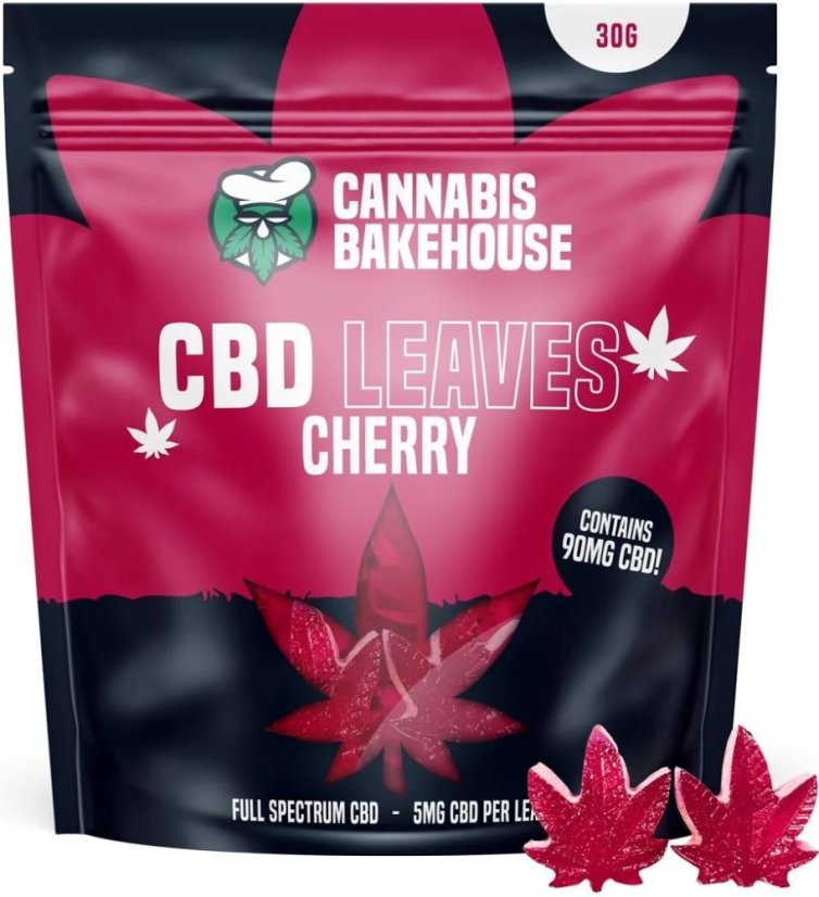 Cannabis Bakehouse - CBD Gummy Leaves Cherry, 18 Stück x 5 mg CBD, 30 g