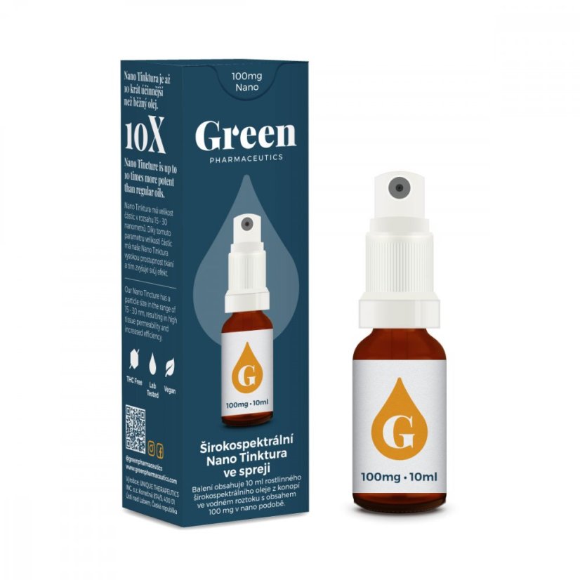 Green Pharmaceutics ブロードスペクトラム ナノ スプレー、10%、100 mg CBD、10 ml