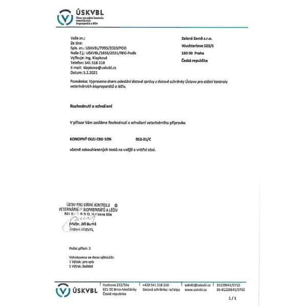 'Zelená Země' (Hanf-Gesundheit) CBD-Öl für Tiere 10 %, 3000 mg, (30 ml)