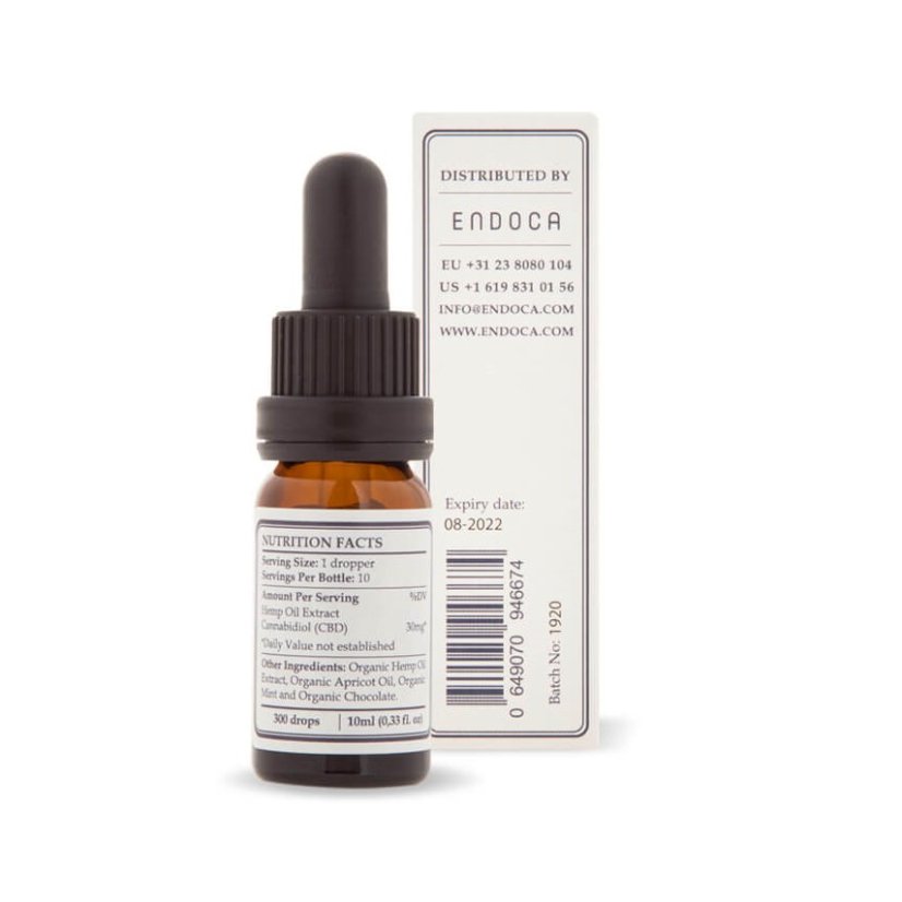 Endoca Huile de chanvre menthe chocolat 900 mg CBD (3%), 30 ml