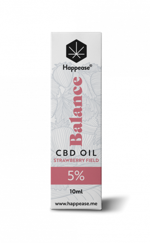 Aceite de CBD Happease Balance Campo de Fresa, 5% CBD, 500 mg, 10 ml
