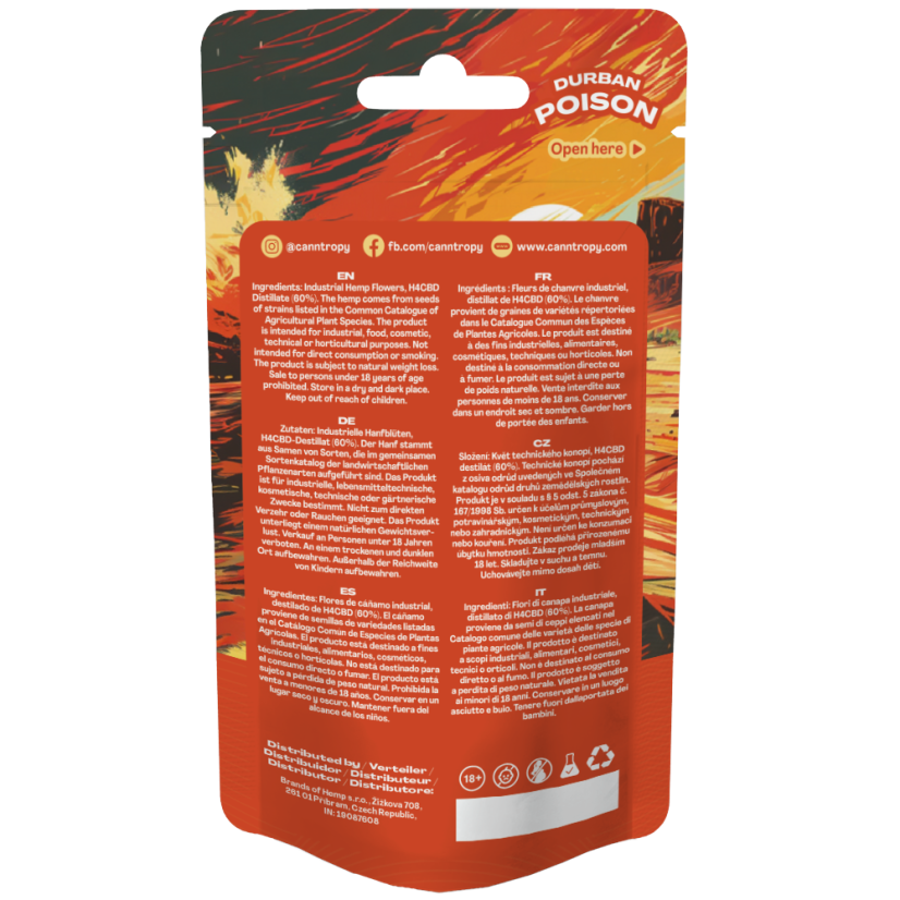 Canntropy H4CBD Blüte Durban Poison 60 %, 1 g - 100 g