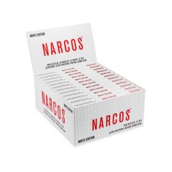 Narcos Bílá edice King Size Slim Rolling Papers + tipy, vitrína 24 ks