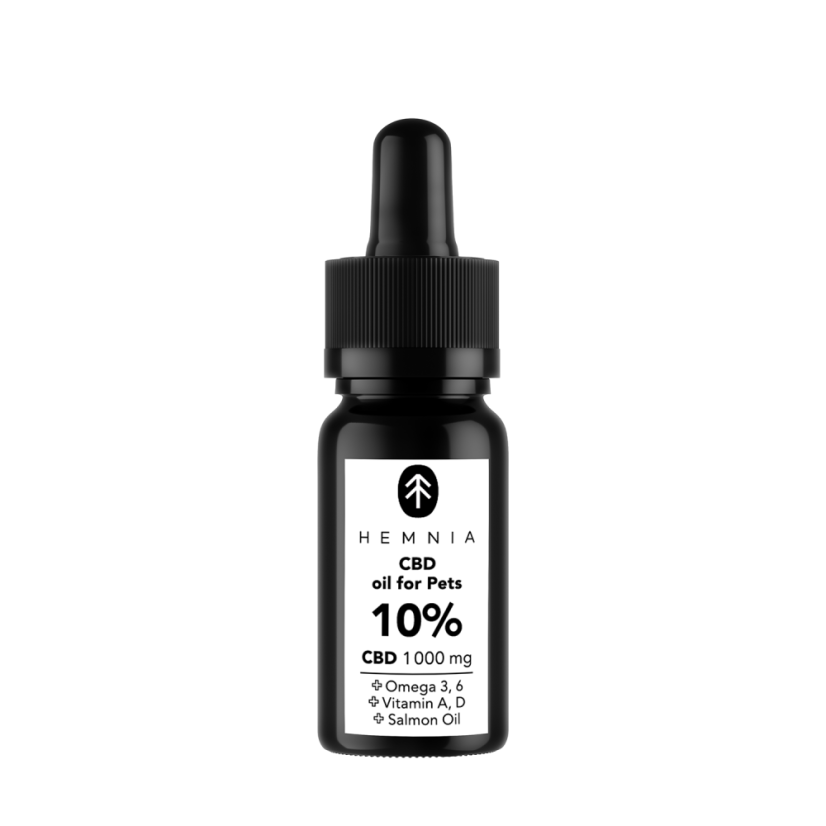 Hemnia CBD dans l'huile de saumon pour animaux - 10 % CBD, 1000 mg, 10 ml