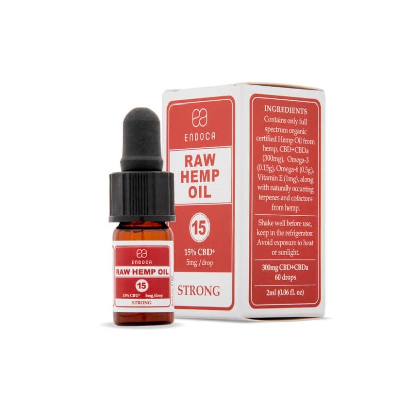 Endoca RAW Huile de chanvre 300 mg CBD + CBDa (15%), 2 ml