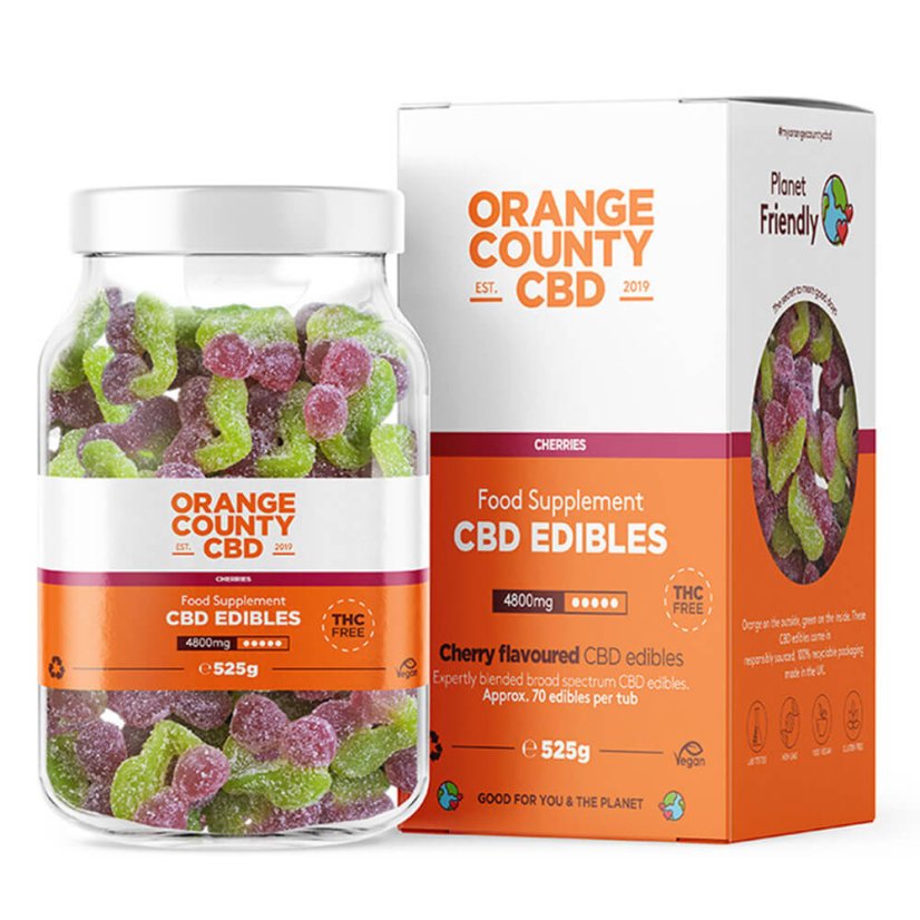 Orange County CBD Cerises gommeuses, 70 pcs, 4800 mg CBD, 525 g