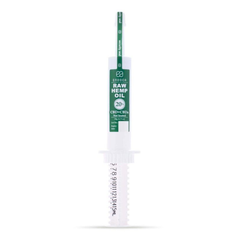 Endoca RAW Extrait d'huile de chanvre 2000 mg CBD + CBDa (20%), seringue de 10 g