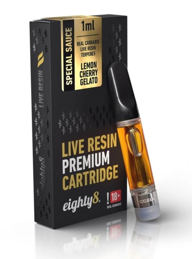 Eighty8 CBD Cartridge Lemon Cherry Gelato live resin terpenes, 1 мл