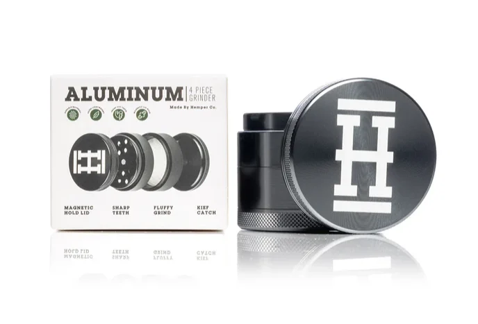 HEMPER Broyeur à herbes en aluminium anodisé gris, 4 pièces, 56 mm