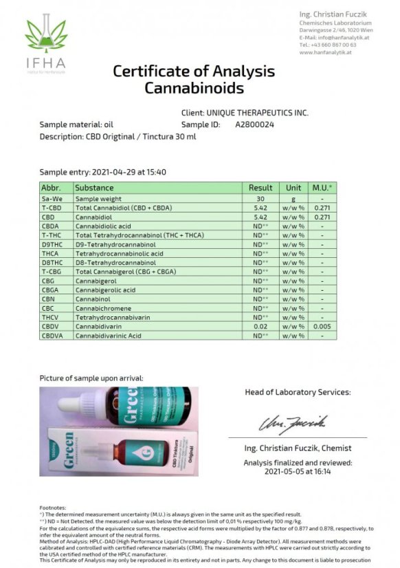 Green Pharmaceutics CBD Original Teinture - 10 %, 3000 mg, 30 ml