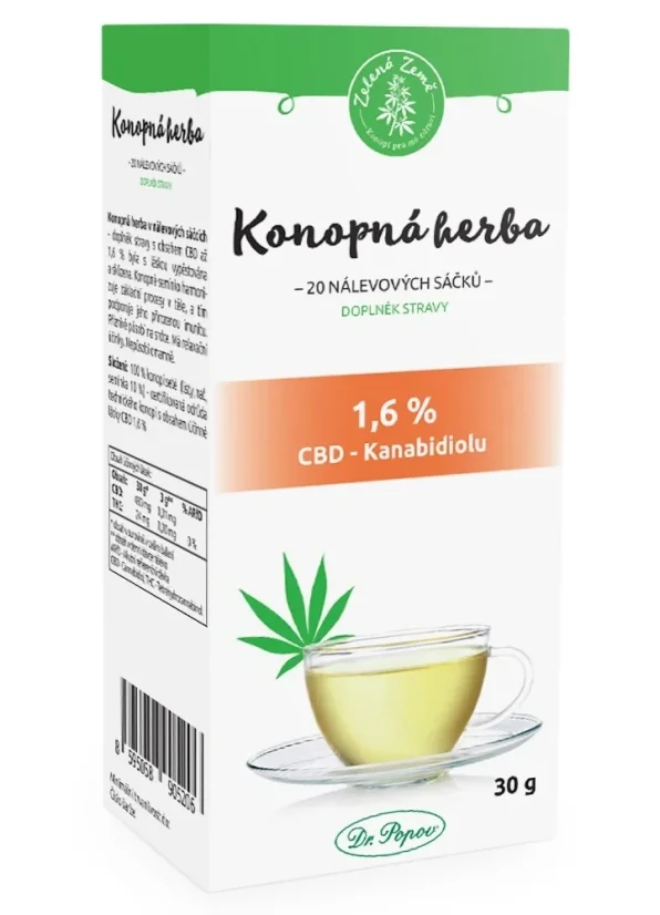 Zelena Zeme CBD ceai de cânepă porționat 30 g, 1,6 % CBD