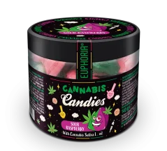 Euphoria Cannabis Candies Hapan vadelma, 140 g