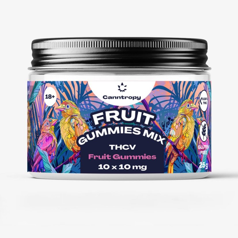 Canntropy THCV Fruchtgummi Mix, 10 Stück x 10 mg, 100 mg THCV, 25 g Canntropy THCV Fruchtgummi Mix, 10 Stück x 10 mg, 100 mg THCV, 25 g