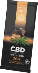 CBD Zartbitterschokolade mit salzigen Karamellperlen (100 mg CBD), 15 Riegel im Karton, 1500 g