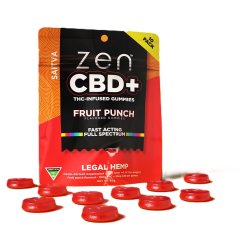 Zen CBD Gummies THC+ Fruit Punch Sativa, 10 pièces, 200 mg (présentoir de 20 pièces)