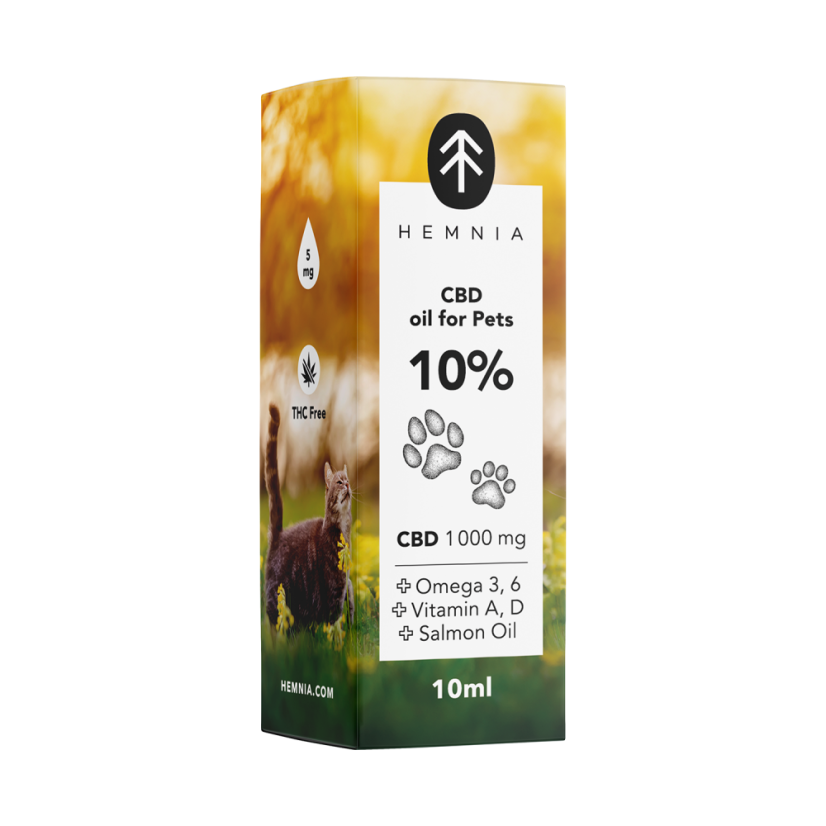 Hemnia CBD dans l'huile de saumon pour animaux - 10 % CBD, 1000 mg, 10 ml