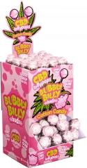 Sucettes à barbe à papa Bubbly Billy Buds 10 mg CBD avec bubblegum à l'intérieur – Récipient présentoir (100 sucettes)