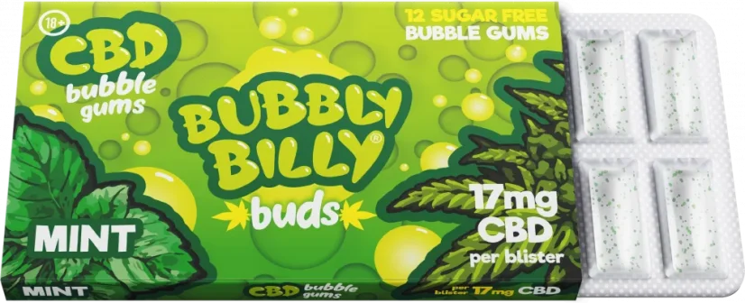 Bubbly Billy Buds Kaugummi mit Minzgeschmack (17 mg CBD), 17 g