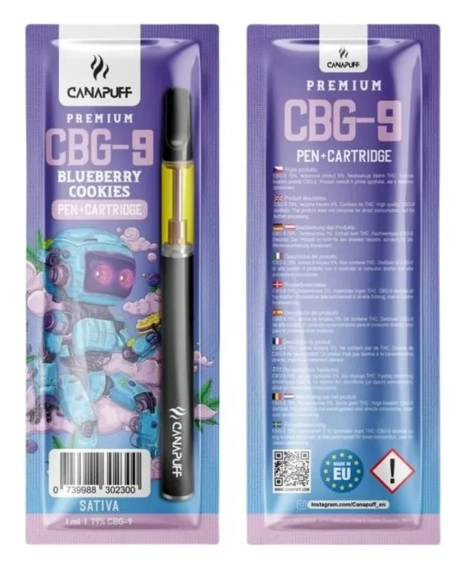 CanaPuff Penna CBG9 + Cartuccia Biscotto al Mirtillo, CBG9 79%, 1 ml