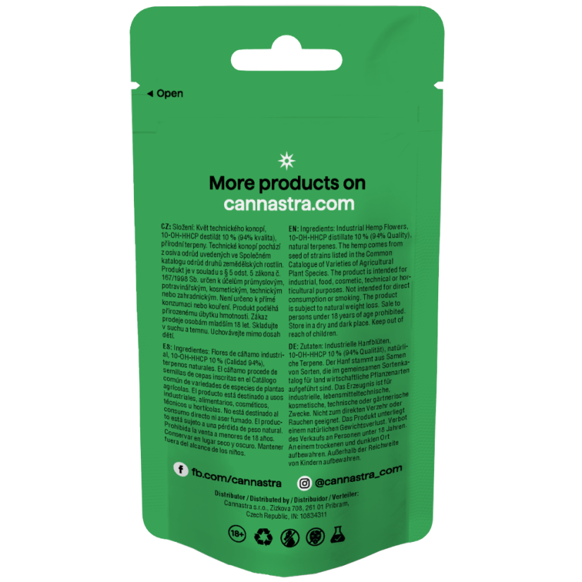 Cannastra 10-OH-HHCP Flor Viagem Astral 94% Qualidade, 1 g - 100 g