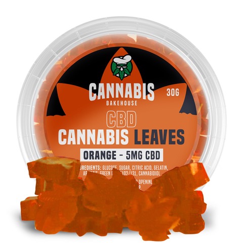 Cannabis Bakehouse - CBD Gummy Leaves Orange, 18 Stück x 5 mg CBD, 30 g