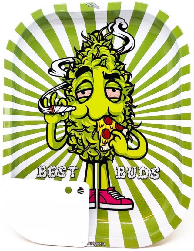Best Buds Hungry Pizza Liten rullbricka i metall med magnetisk kvarnkort