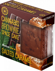 Brownie au caramel salé au cannabis, emballage de luxe (saveur sativa moyenne) - Carton (24 paquets), 2400 g