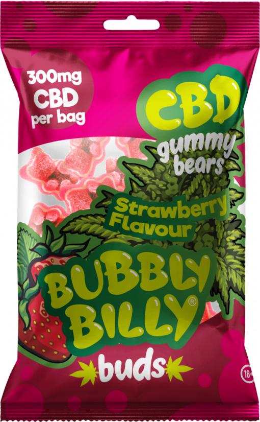 Bubbly Billy Buds maasikamaitselised CBD kummikarud (300 mg), 100 g