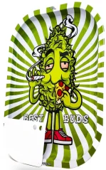Best Buds Tavă mare de rulare din metal pentru pizza cu card de râșniță magnetică