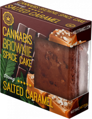 Brownie cu caramel sărat și canabis Ambalaj Deluxe (aromă puternică de Sativa) - Cutie (24 pachete), 2400 g