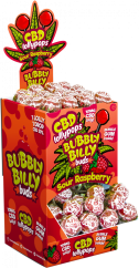 Bubbly Billy Buds 10 mg CBD zure frambozenlollies met kauwgom erin – displaycontainer (100 lollies), 2000 g