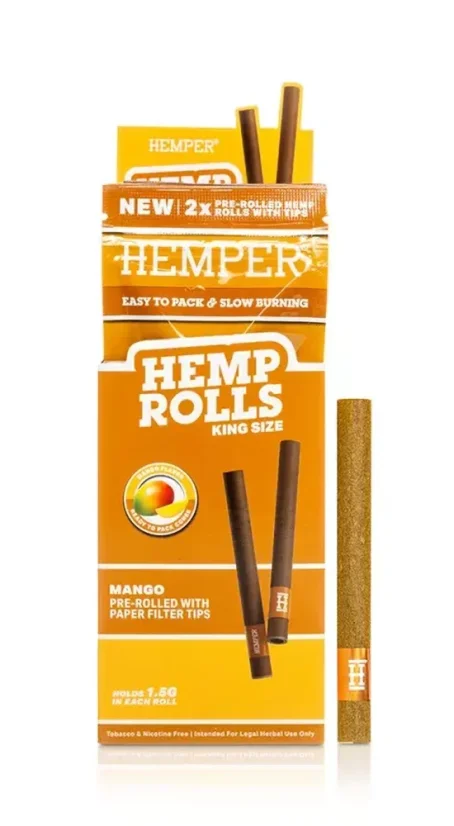 HEMPER Hamppupaperit King Size Paper Tipillä 2kpl - Mango