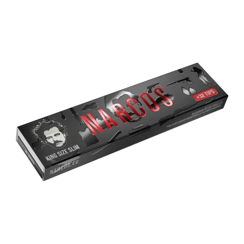 Narcos Papel de liar King Size Slim de edición limitada + boquillas - diseño aleatorio