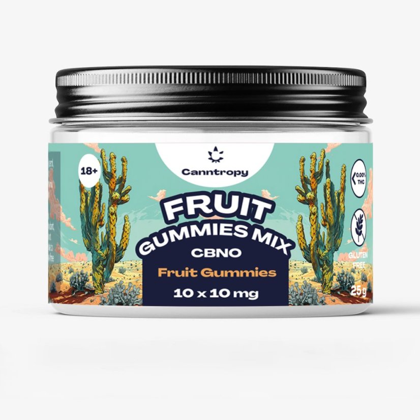 Canntropy CBNO Fruchtgummi-Mix, 10 Stück x 10 mg, 100 mg CBNO, 25 g Canntropy CBNO Fruchtgummi-Mix, 10 Stück x 10 mg, 100 mg CBNO, 25 g