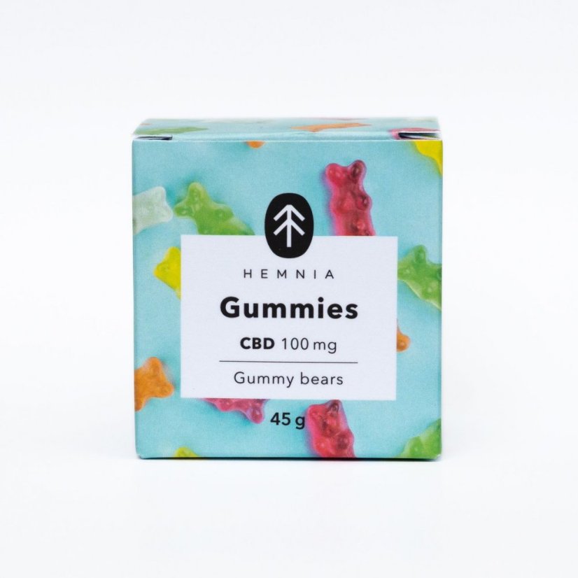 Hemnia Bonbons CBD Oursons gommeux, Cerise, kiwi, Ananas, Fraise, 100 mg CBD, 20 pcs X 5 mg, 45 g