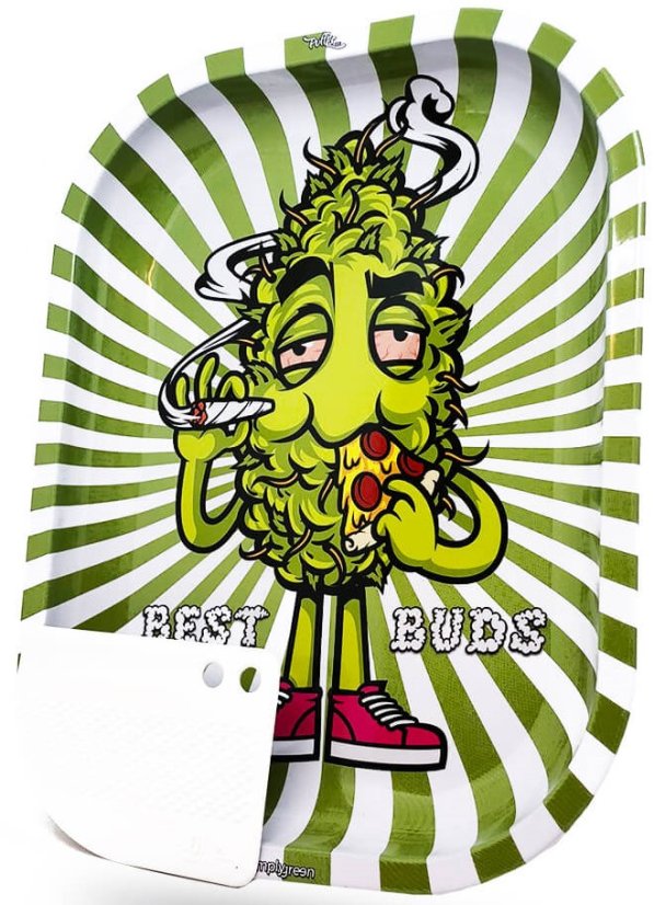 Best Buds Hungry Pizza Liten rullbricka i metall med magnetisk kvarnkort