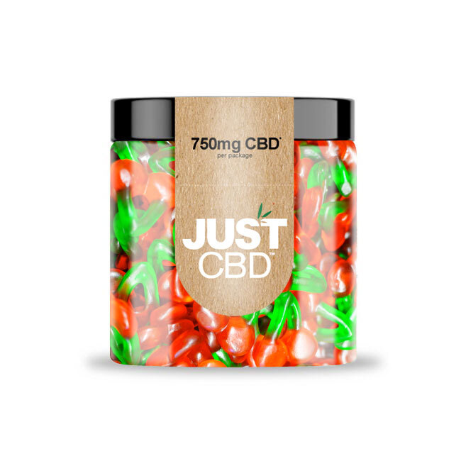 JustCBD vyšnia Guminukai 250 mg - 750 mg CBD