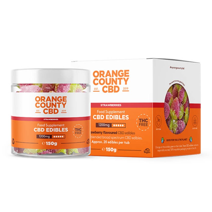 Orange County CBD Gummies Capsuni, 1200 mg CBD, 150 g
