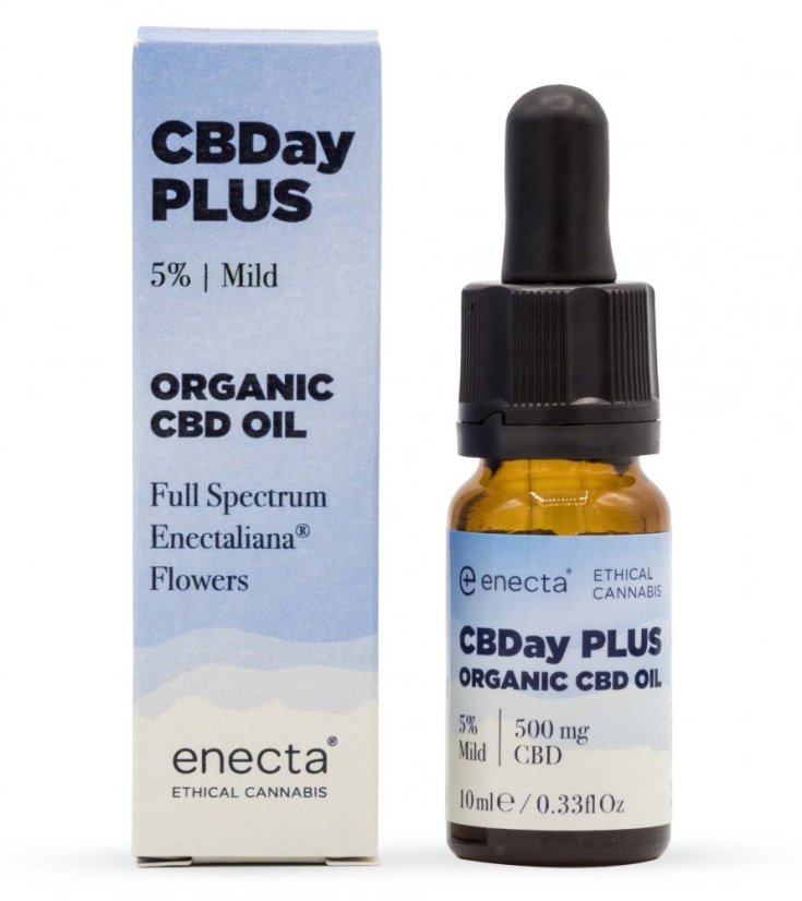 Enecta CBDay Plus Huile de CBD douce à spectre complet 5 %, 500 mg, 10 ml
