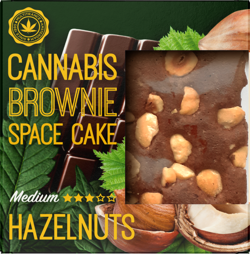 Brownie cu alune de canabis Ambalaj Deluxe (aromă medie Sativa) - Cutie (24 pachete), 2400 g