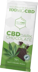 MediCBD Zartbitterschokolade mit salzigen Karamellperlen (100 mg CBD), 15 Riegel im Karton, 1500 g