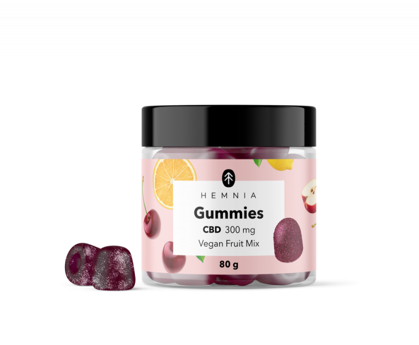 Hemnia CBD Vegan gummies, Fruchtmischung, 300 mg CBD, 30 Stück x 10 mg, 80 g