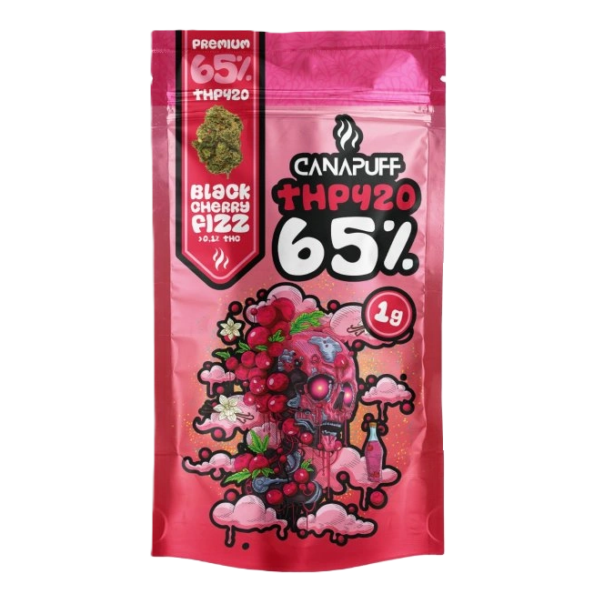CanaPuff THP420 Kwiatowy musujący napój o smaku czarnej wiśni, THP420 65 %, 1 - 5 g