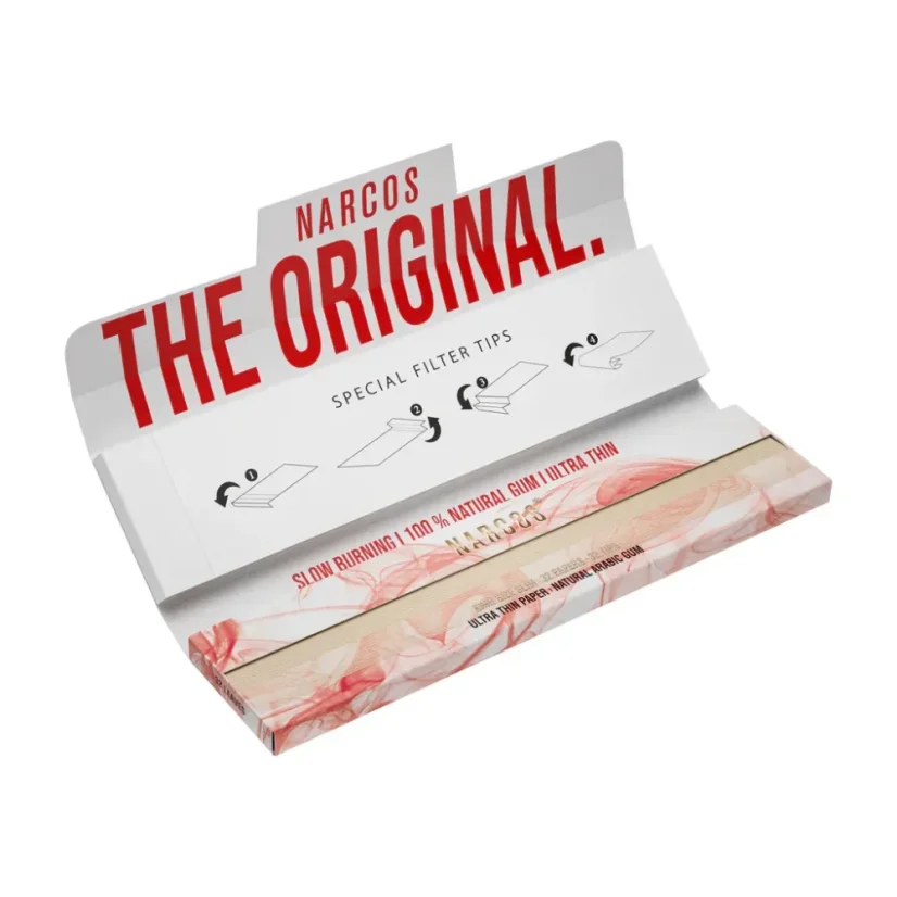 Narcos Papel de liar King Size Slim de edición limitada + boquillas - diseño aleatorio