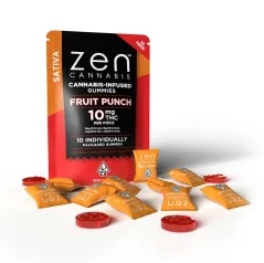 Zen CBD THC+ Gummies Fruit Punch Sativa, 10 sztuk, 200 mg